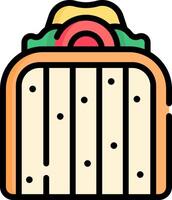 A taco with a slice of cheese and a slice of tomato vector