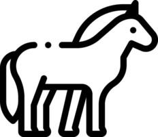 A horse is shown in a black and white line drawing vector