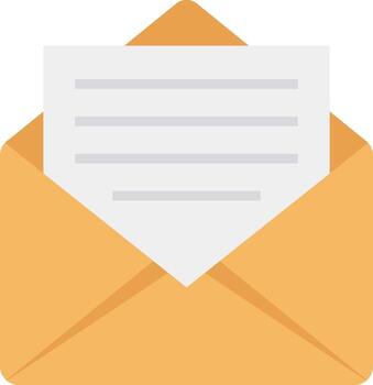 An open envelope with a letter inside vector