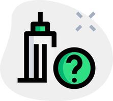 A green and white building with a question mark on it vector