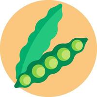 A green pea pod with two peas inside vector