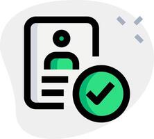 A green check mark and a green person icon vector