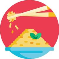 A plate with chopsticks and rice vector