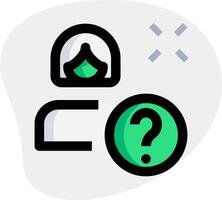A green and black icon with a question mark vector