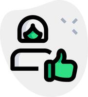 A green thumb up icon with a person in a helmet vector