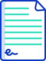 A document with a blue line and a green line vector