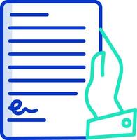 A hand holding a pen and signing a document vector