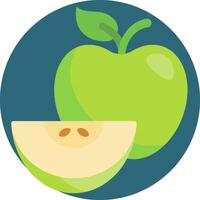 A green apple and a slice of apple vector