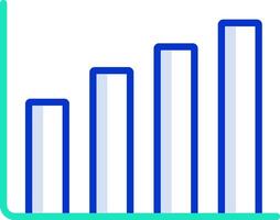A bar chart with a line going up vector