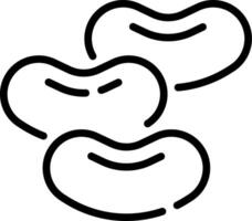 Three beans are shown in a line drawing vector