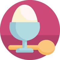 Egg in a cup and spoon on a pink background vector