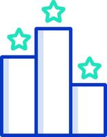 A blue and white bar chart with three stars on it vector