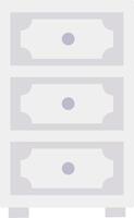 A white chest of drawers with three drawers vector
