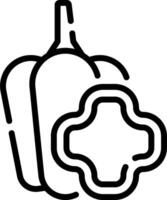 A black and white outline of a pepper vector