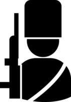 A soldier with a gun and hat icon vector