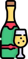 A bottle of wine and a glass of wine vector