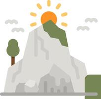 A mountain with a sun on top and trees vector