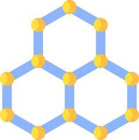 A hexagonal structure with blue and yellow balls vector