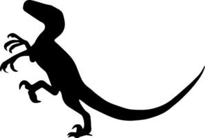 A dinosaur silhouette is shown in black and white vector