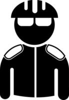 A black and white silhouette of a man wearing a helmet vector