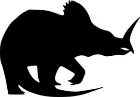 A silhouette of a triceratops with its head down vector