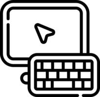 A computer and keyboard icon with a play button vector