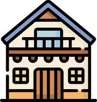 A house icon with a balcony and a balcony vector