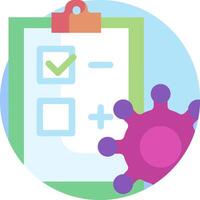 A check list and a check mark with a pink and purple virus vector