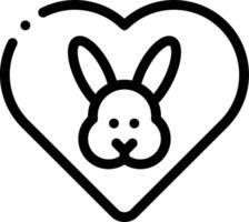 A black and white heart shaped icon with a rabbit inside vector