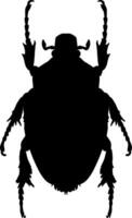 A black and white silhouette of a beetle vector