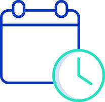 A calendar and clock icon on a white background vector