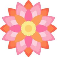 A pink and orange flower with a yellow center vector