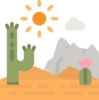 An illustration of a desert scene with cactus and sun vector