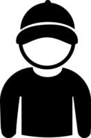 A black and white silhouette of a man wearing a cap vector