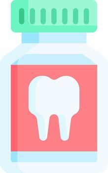A toothpaste bottle with a tooth in it vector