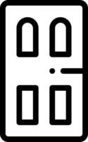 A black and white icon of a door vector