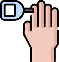 A hand holding a key with a key in it vector