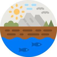 An illustration of a river and mountains vector