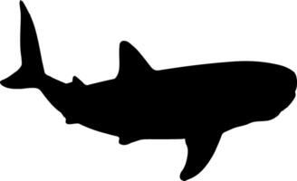 A black and white silhouette of a shark vector