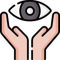 Two hands holding an eye icon vector