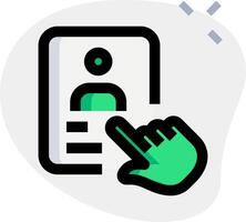 A hand pointing to a document with a green hand vector