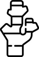 A black and white drawing of a water valve vector