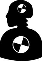 A silhouette of a man with a radiation symbol on his head vector