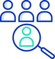 Searching for people with a magnifying glass vector