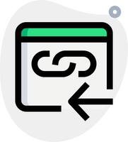 A green arrow pointing to a website icon vector