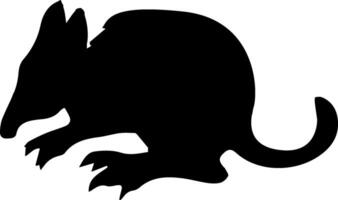 A black silhouette of a rat on a white background vector