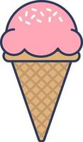 Ice cream cone with pink icing on top vector