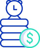 A stack of money and a bear with a clock vector