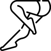 A black and white line drawing of a person running vector
