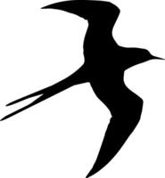 A black and white silhouette of a bird flying vector